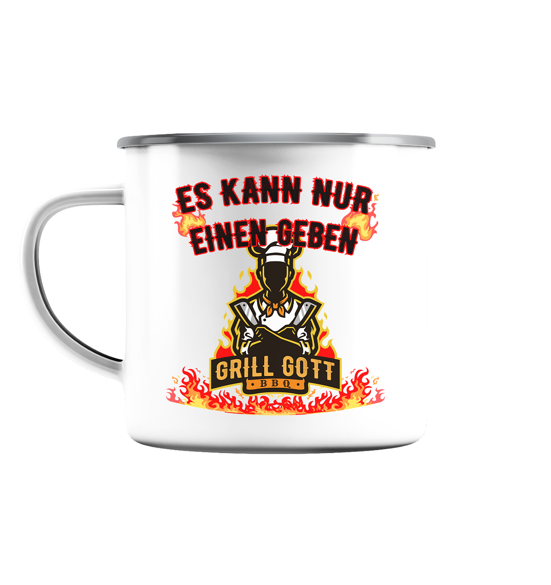 BBQ Grill Gott Es kann nur einen geben - Emaille Tasse