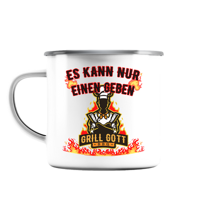 BBQ Grill Gott Es kann nur einen geben - Emaille Tasse