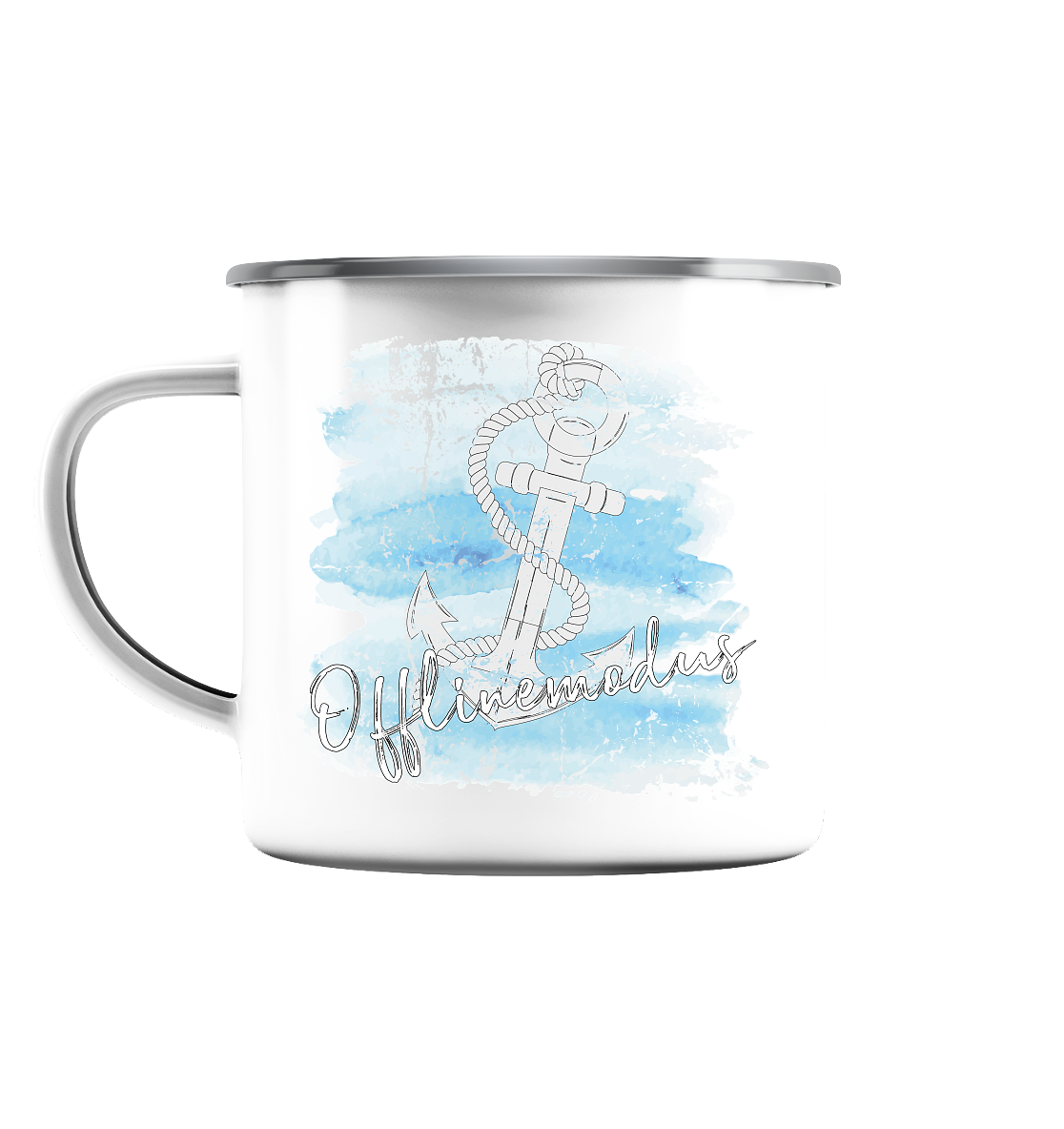 Offlinemodus Anker Aquarell - Emaille Tasse