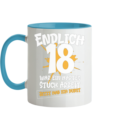 Endlich 18 18. Geburtstag - Tasse zweifarbig