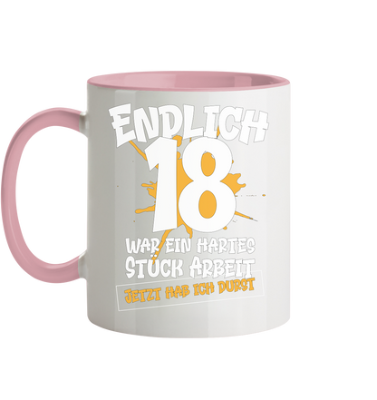 Endlich 18 18. Geburtstag - Tasse zweifarbig