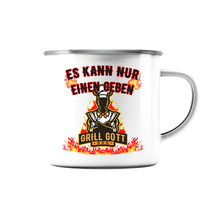 BBQ Grill Gott Es kann nur einen geben - Emaille Tasse