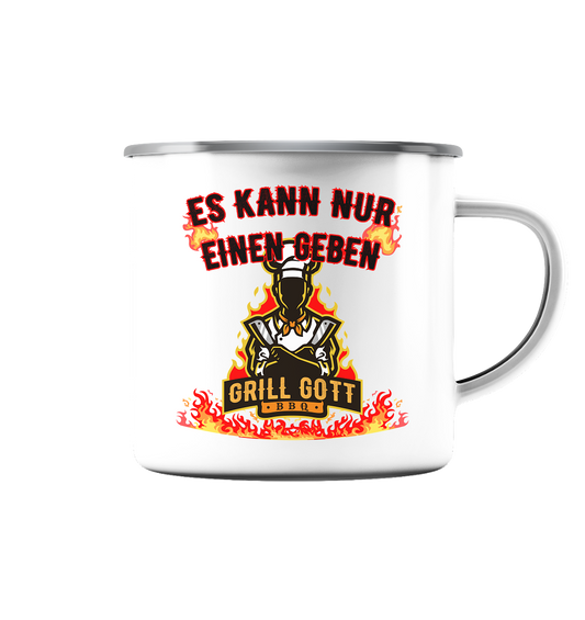 BBQ Grill Gott Es kann nur einen geben - Emaille Tasse