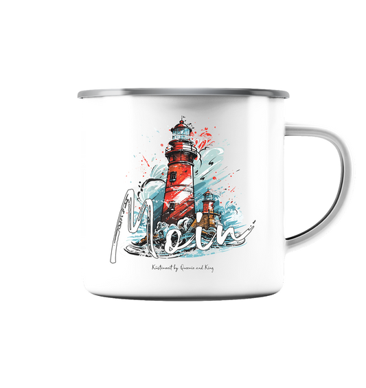 Moin Leuchtturm Aquarell - Emaille Tasse