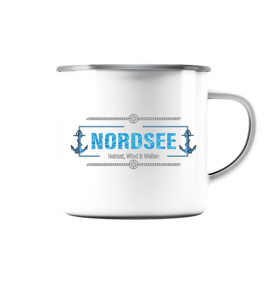 Nordsee Heimat Wind und Wellen Anker - Emaille Tasse