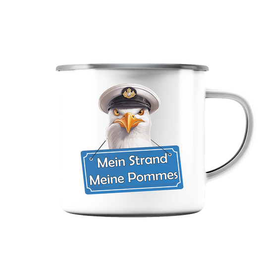 Mein Strand meine Pommes - Emaille Tasse