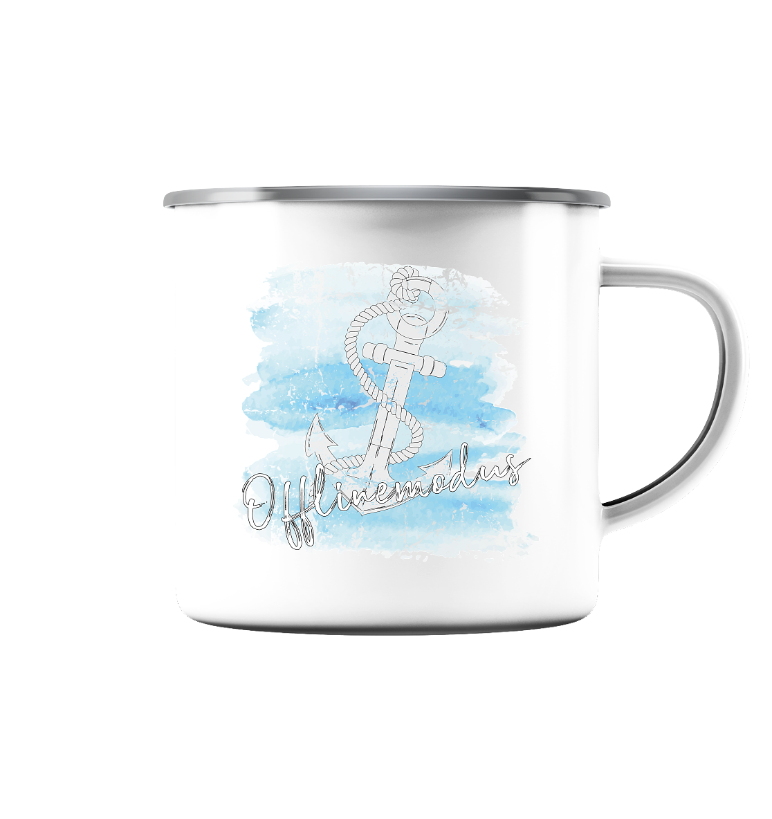 Offlinemodus Anker Aquarell - Emaille Tasse