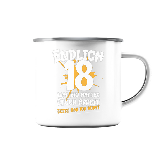 Endlich 18 18. Geburtstag - Emaille Tasse