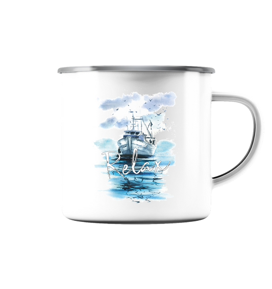 Relax Schiff Aquarell - Emaille Tasse