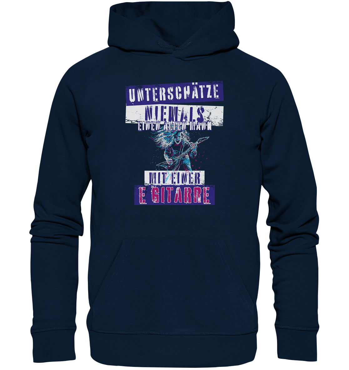 Unterschätze niemals einen alten Mann mit E-Gitarre - Premium Bio Hoodie