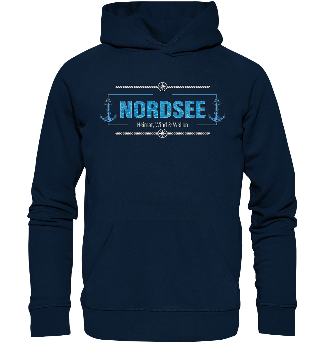 Nordsee Heimat Wind und Wellen Anker - Premium Bio Hoodie