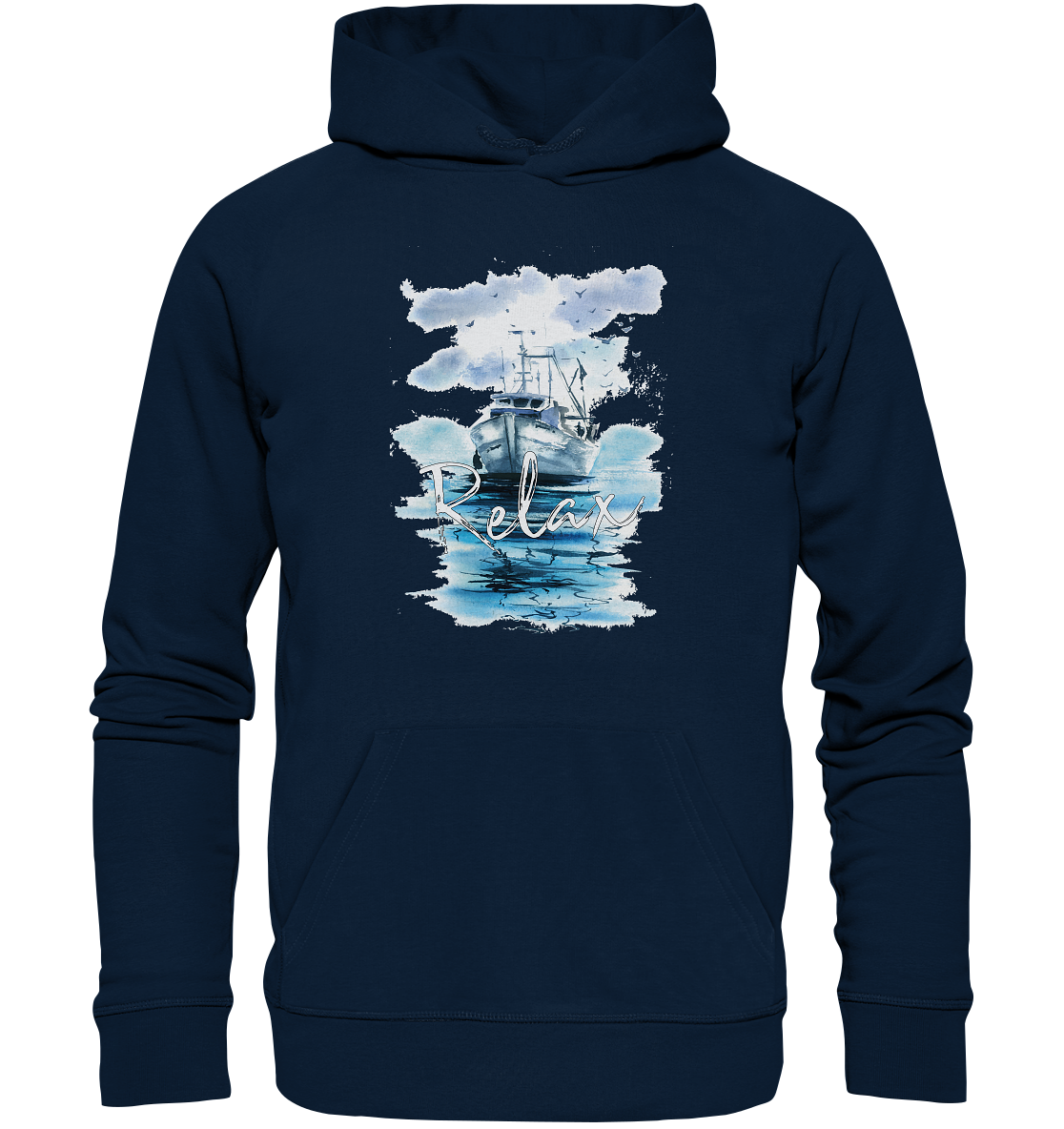 Relax Schiff Aquarell - Premium Bio Hoodie