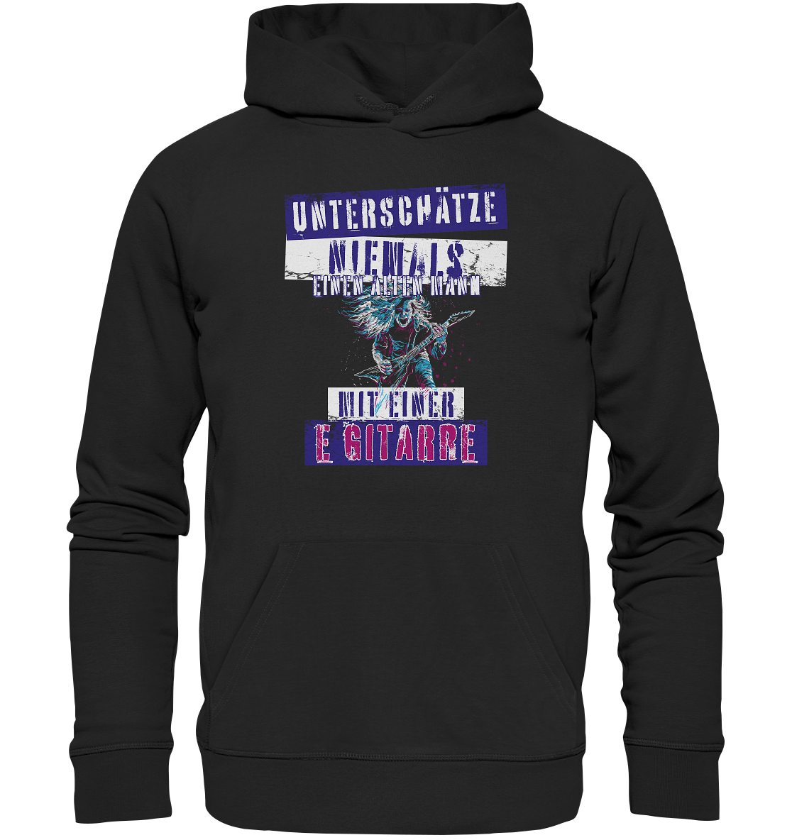 Unterschätze niemals einen alten Mann mit E-Gitarre - Premium Bio Hoodie