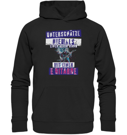 Unterschätze niemals einen alten Mann mit E-Gitarre - Premium Bio Hoodie