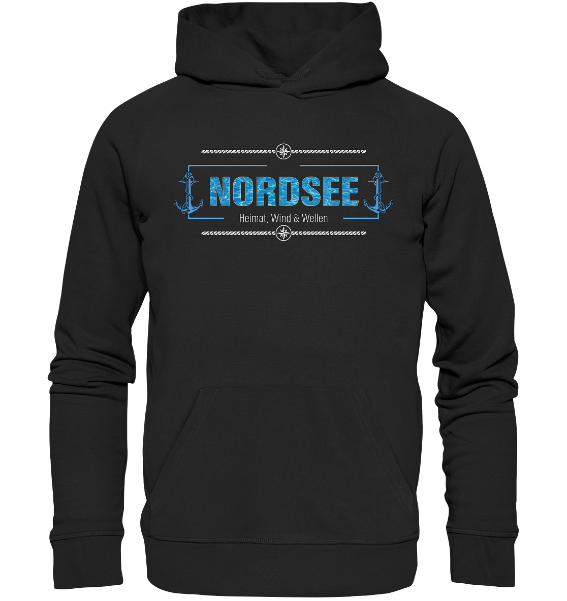 Nordsee Heimat Wind und Wellen Anker - Premium Bio Hoodie