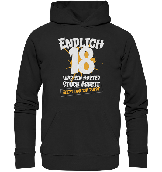 Endlich 18 18. Geburtstag - Premium Bio Hoodie