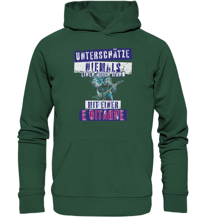 Unterschätze niemals einen alten Mann mit E-Gitarre - Premium Bio Hoodie