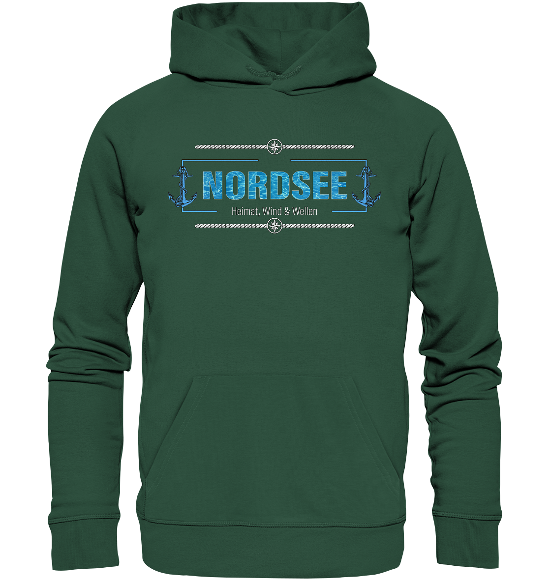 Nordsee Heimat Wind und Wellen Anker - Premium Bio Hoodie