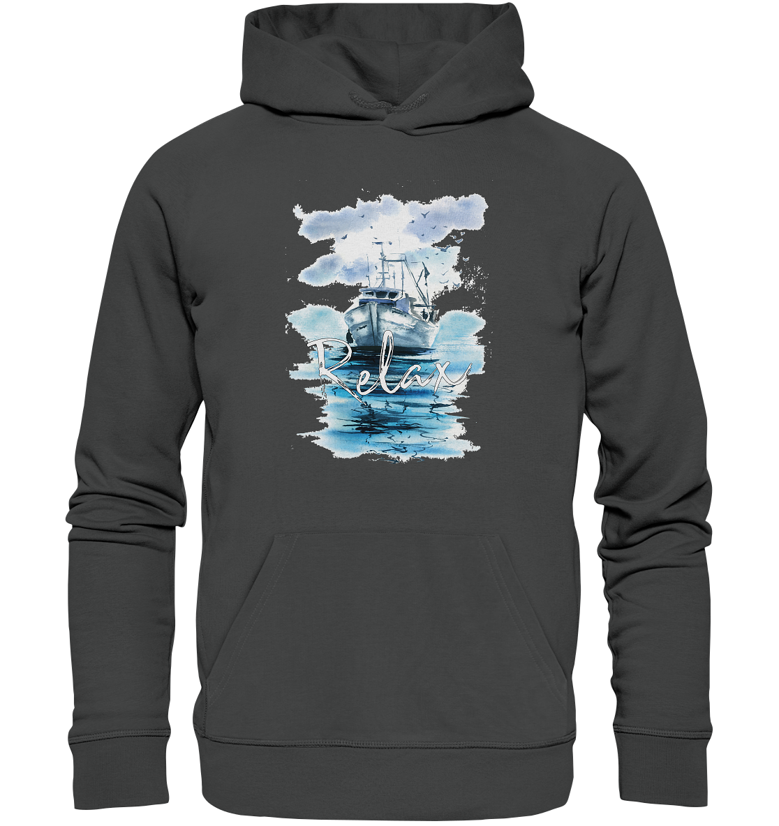 Relax Schiff Aquarell - Premium Bio Hoodie