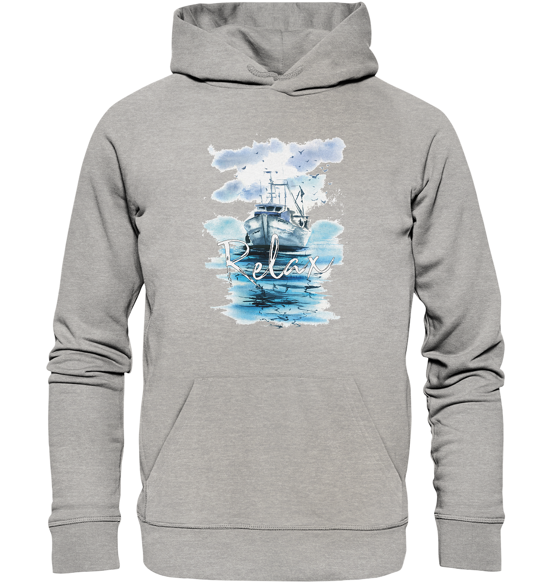 Relax Schiff Aquarell - Premium Bio Hoodie