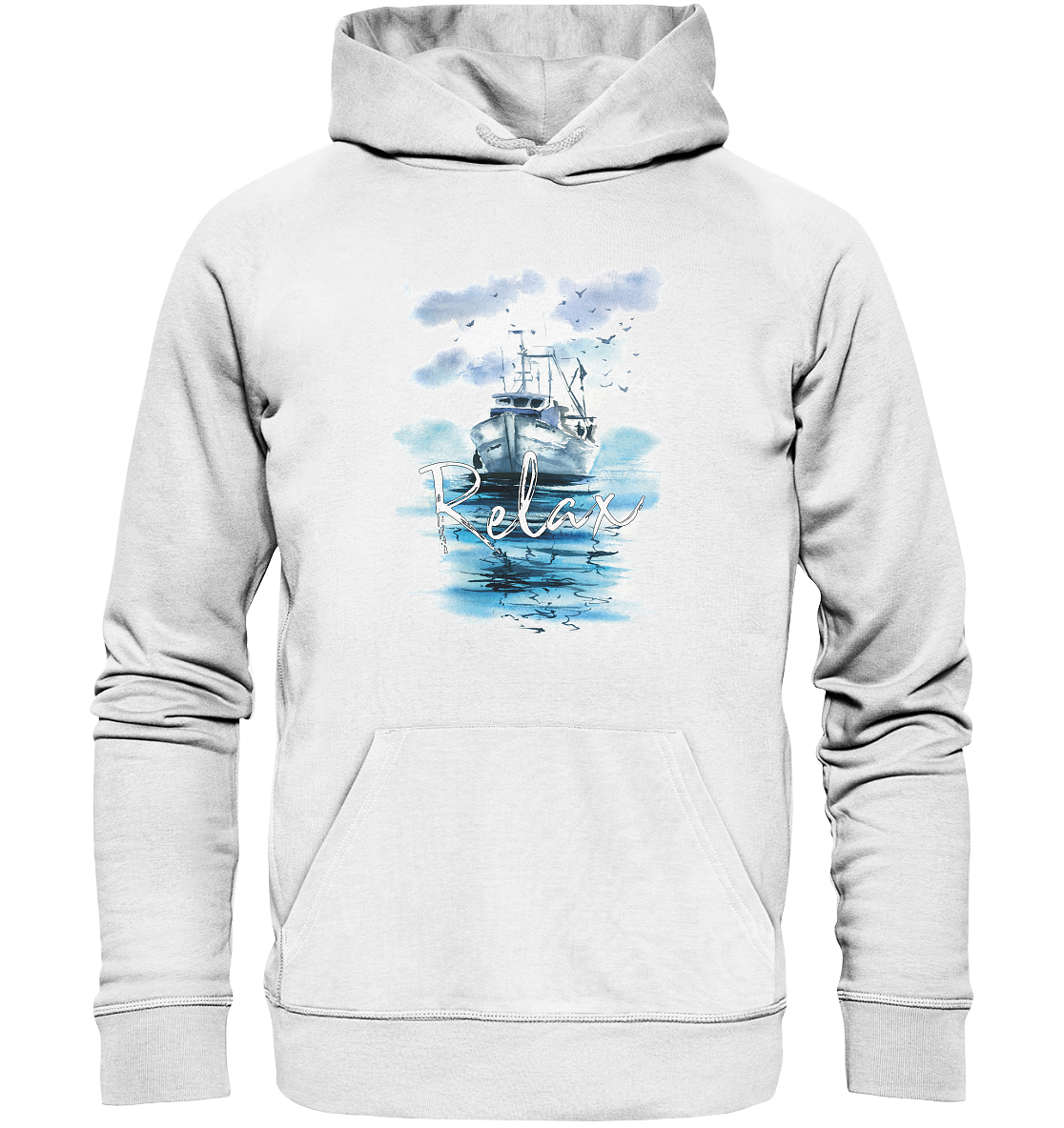 Relax Schiff Aquarell - Premium Bio Hoodie