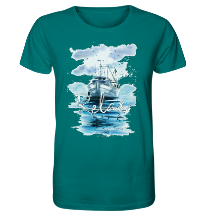 Relax Schiff Aquarell - Herren Premium Bio T-Shirt