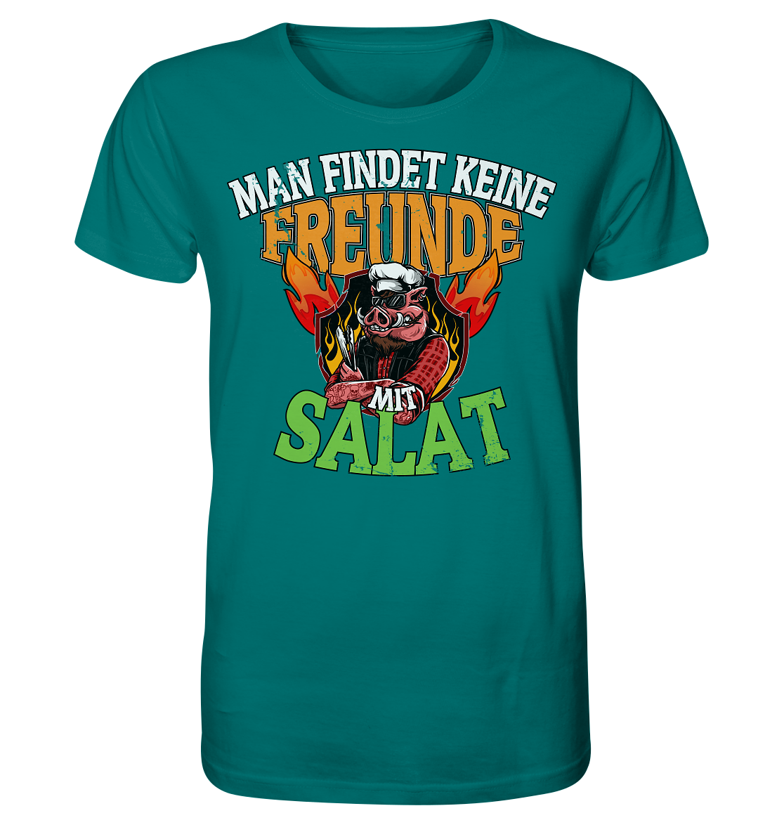 BBQ Man findet keine Freunde mit Salat - Herren Premium Bio T-Shirt