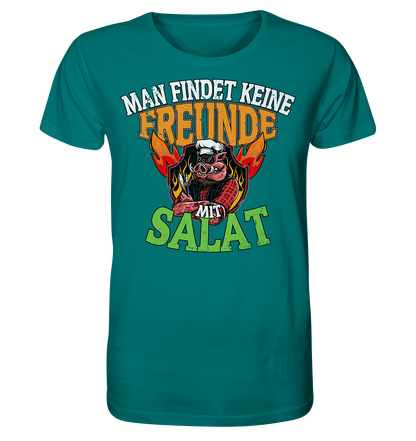 BBQ Man findet keine Freunde mit Salat - Herren Premium Bio T-Shirt