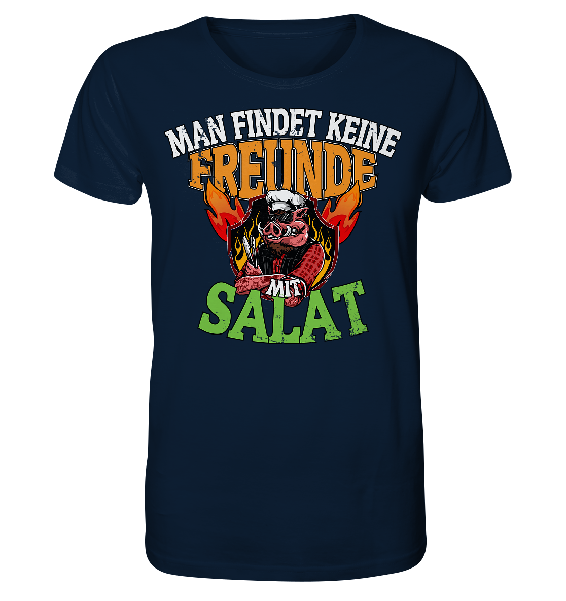 BBQ Man findet keine Freunde mit Salat - Herren Premium Bio T-Shirt