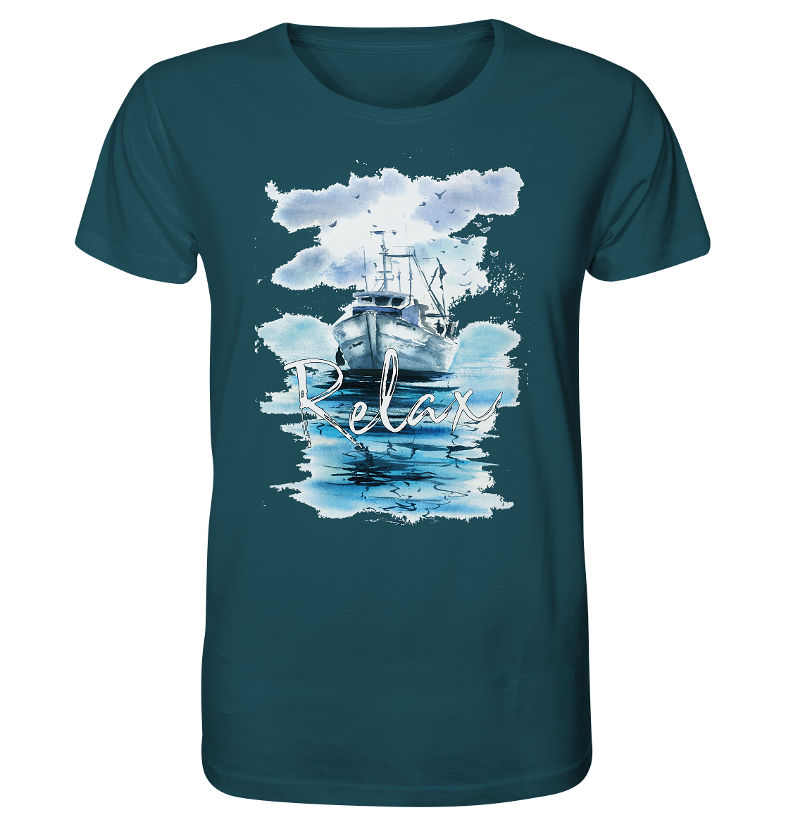 Relax Schiff Aquarell - Herren Premium Bio T-Shirt