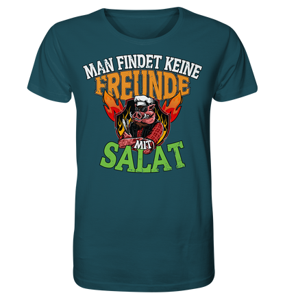 BBQ Man findet keine Freunde mit Salat - Herren Premium Bio T-Shirt