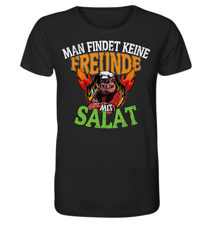 BBQ Man findet keine Freunde mit Salat - Herren Premium Bio T-Shirt