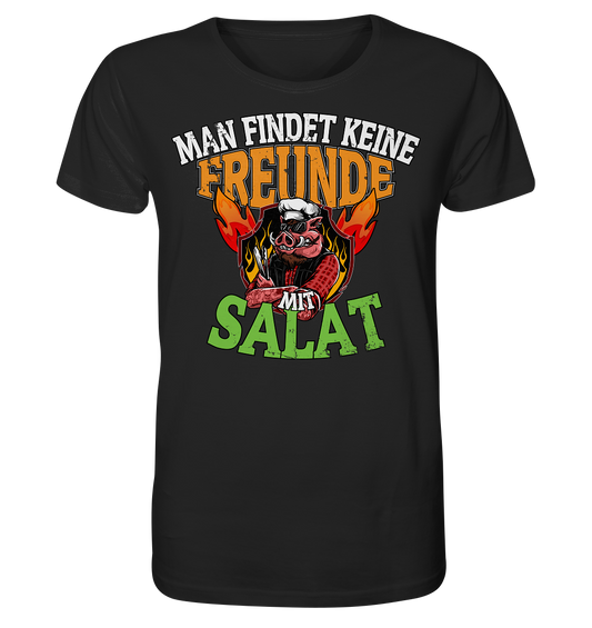 BBQ Man findet keine Freunde mit Salat - Herren Premium Bio T-Shirt