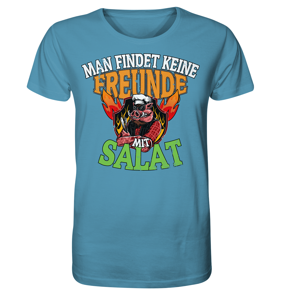 BBQ Man findet keine Freunde mit Salat - Herren Premium Bio T-Shirt