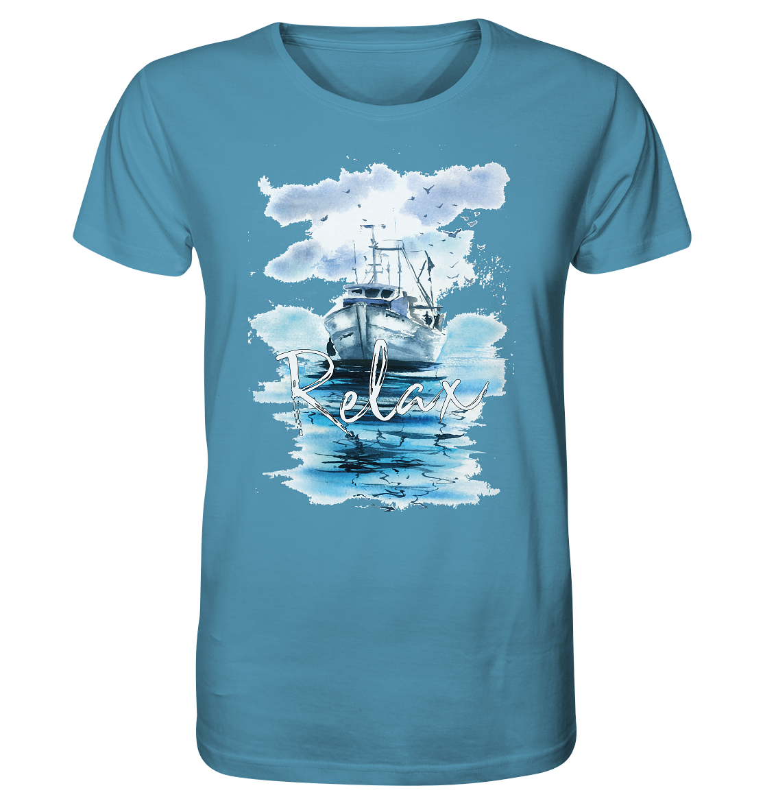 Relax Schiff Aquarell - Herren Premium Bio T-Shirt