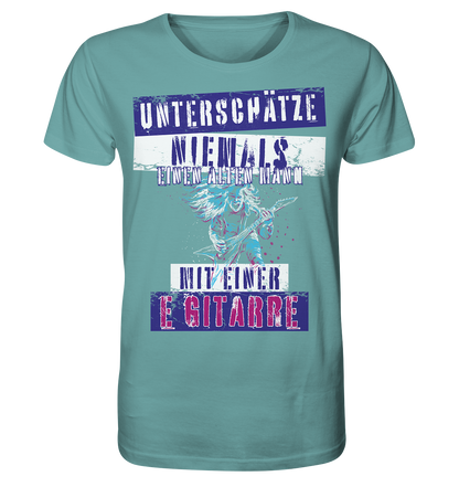 Unterschätze niemals einen alten Mann mit E-Gitarre - Herren Premium Bio T-Shirt