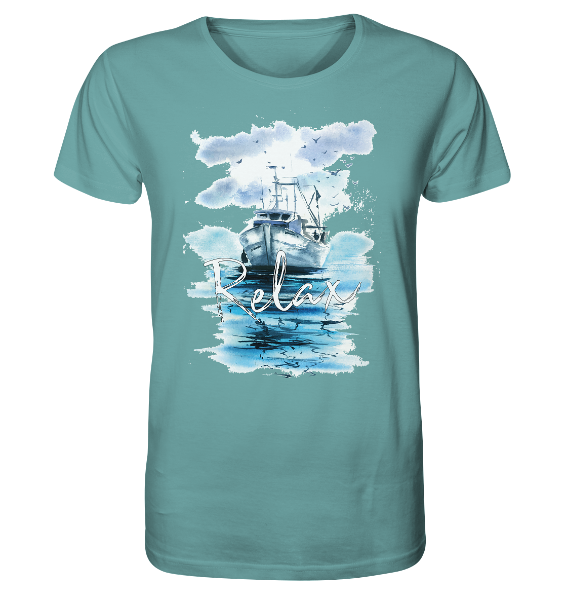 Relax Schiff Aquarell - Herren Premium Bio T-Shirt