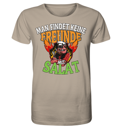 BBQ Man findet keine Freunde mit Salat - Herren Premium Bio T-Shirt