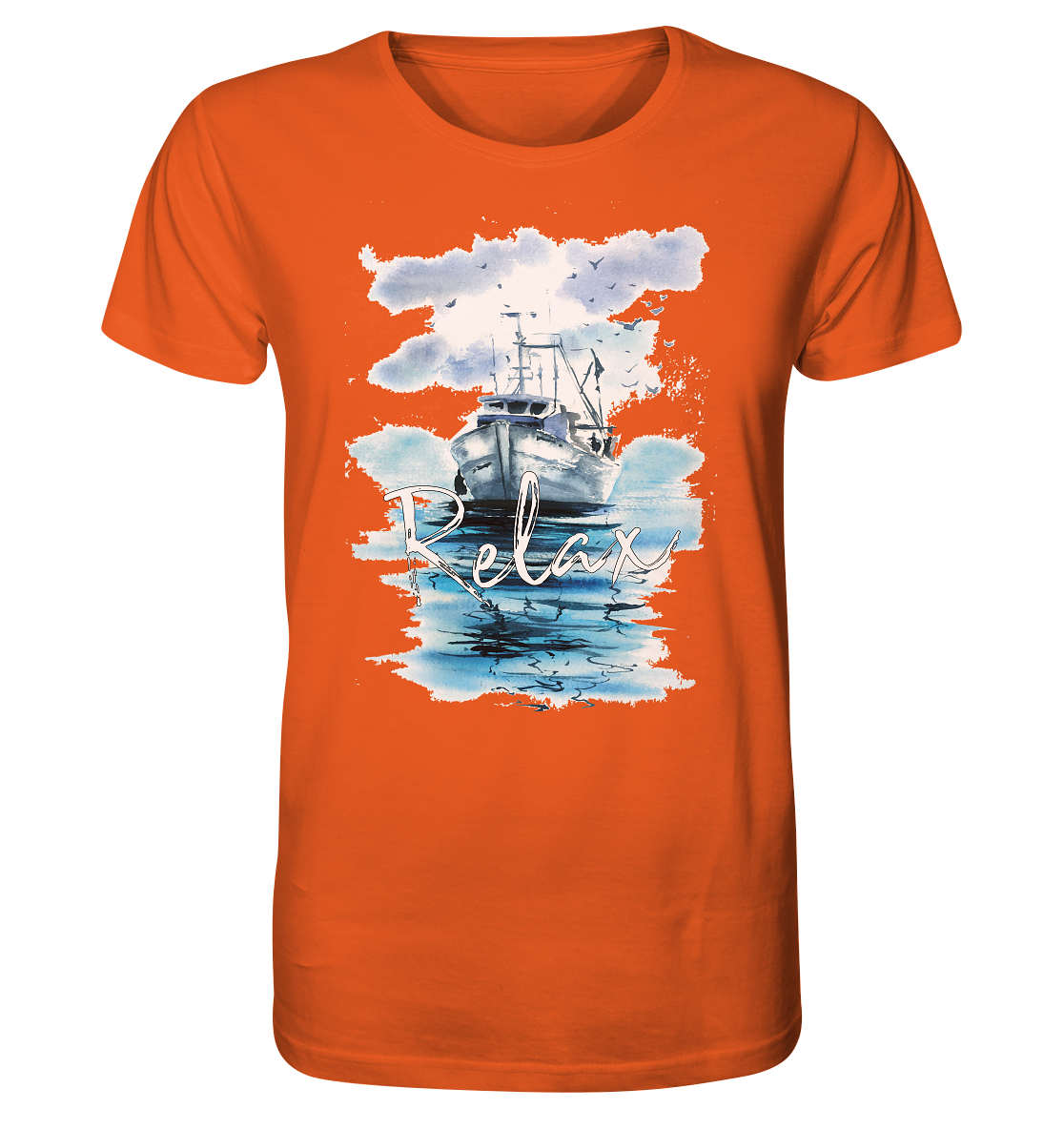 Relax Schiff Aquarell - Herren Premium Bio T-Shirt