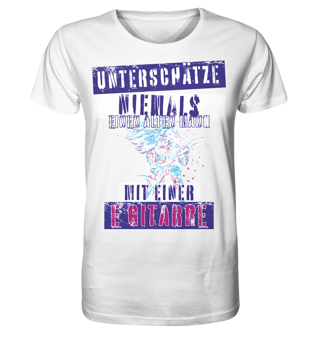 Unterschätze niemals einen alten Mann mit E-Gitarre - Herren Premium Bio T-Shirt