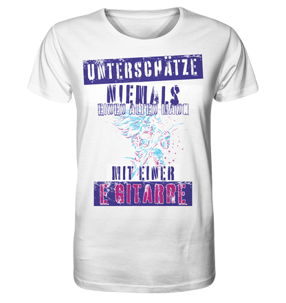 Unterschätze niemals einen alten Mann mit E-Gitarre - Herren Premium Bio T-Shirt