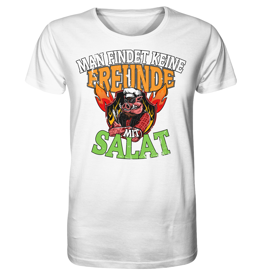 BBQ Man findet keine Freunde mit Salat - Herren Premium Bio T-Shirt