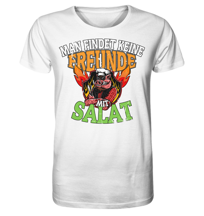 BBQ Man findet keine Freunde mit Salat - Herren Premium Bio T-Shirt