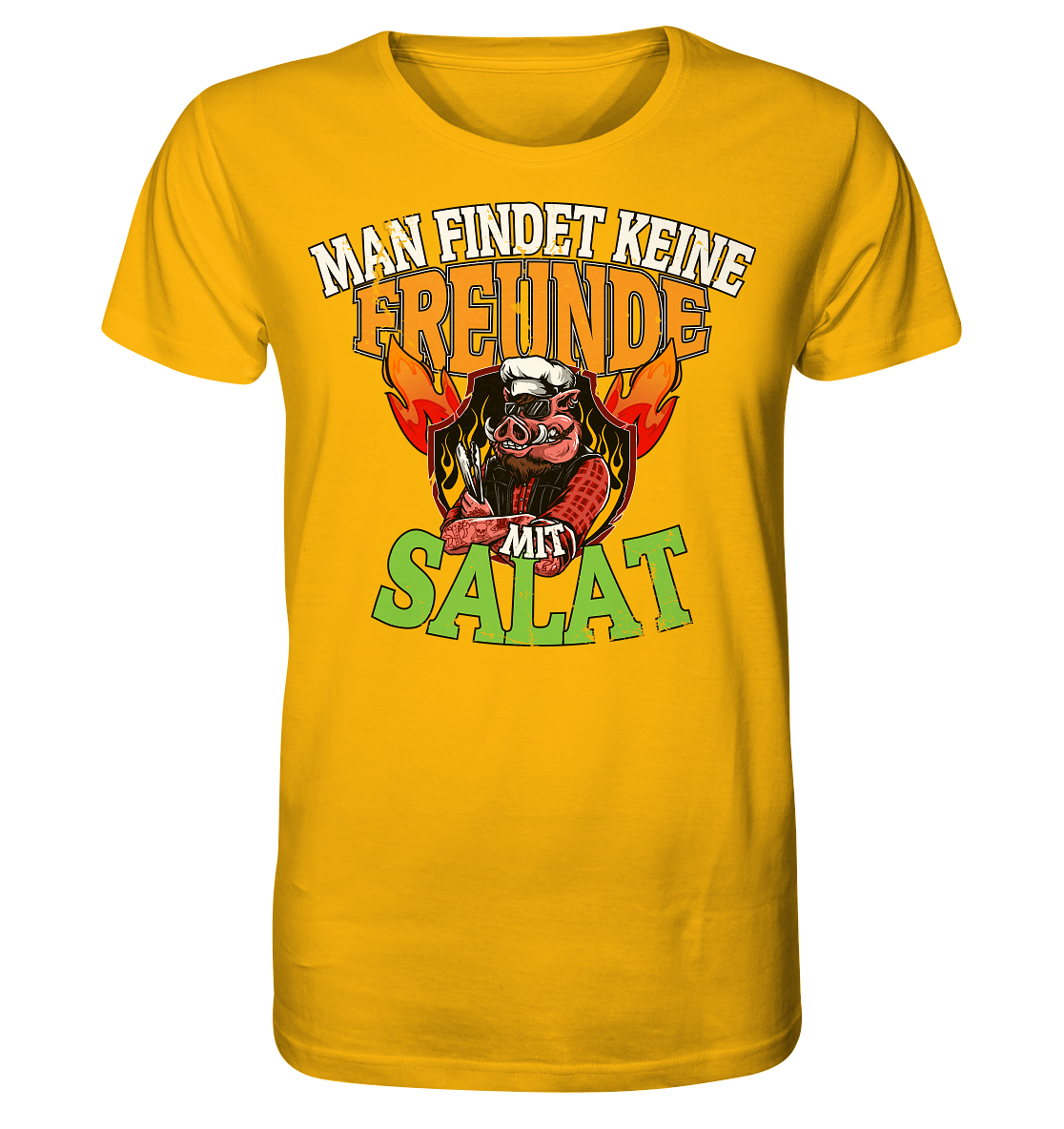 BBQ Man findet keine Freunde mit Salat - Herren Premium Bio T-Shirt