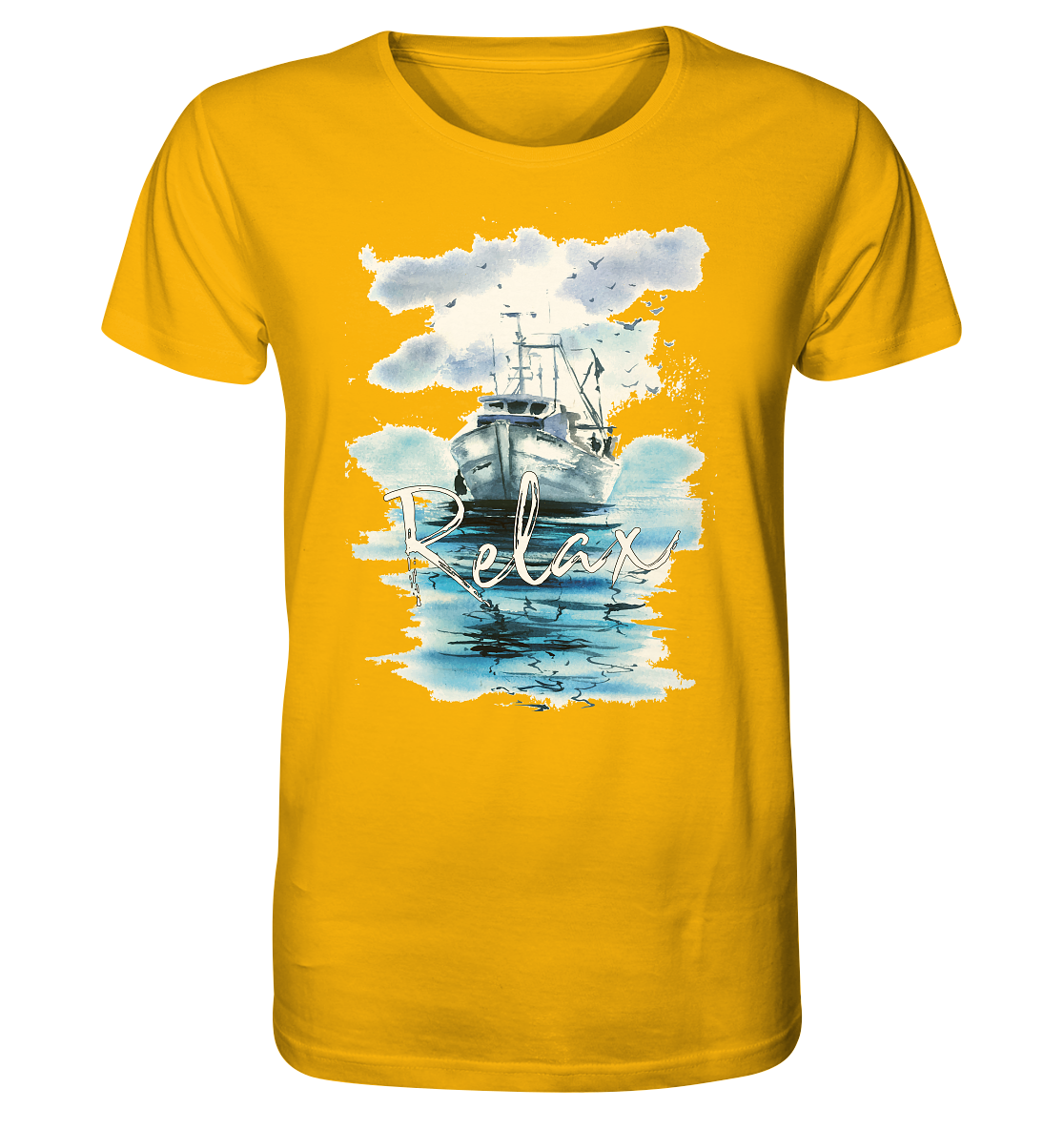 Relax Schiff Aquarell - Herren Premium Bio T-Shirt