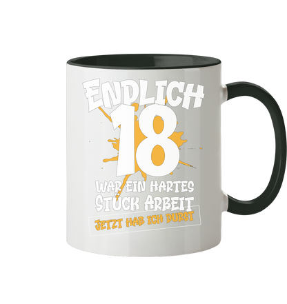 Endlich 18 18. Geburtstag - Tasse zweifarbig