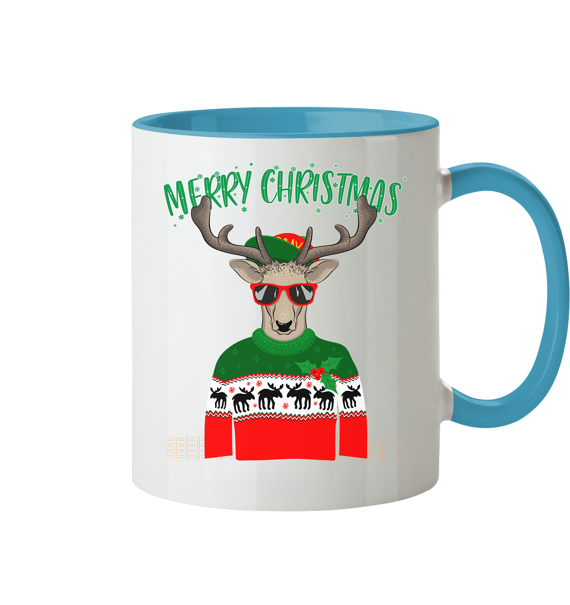 Merry Christmas Rentier - Tasse zweifarbig