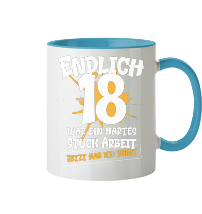 Endlich 18 18. Geburtstag - Tasse zweifarbig