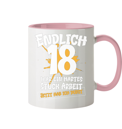 Endlich 18 18. Geburtstag - Tasse zweifarbig